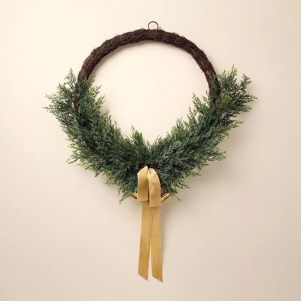 26" Faux Cedar Hoop Christmas Wreath with Bells - Hearth & Hand Magnolia, Target